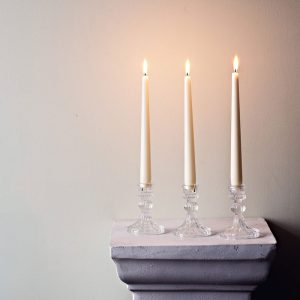 Clear glass candle holders with candle